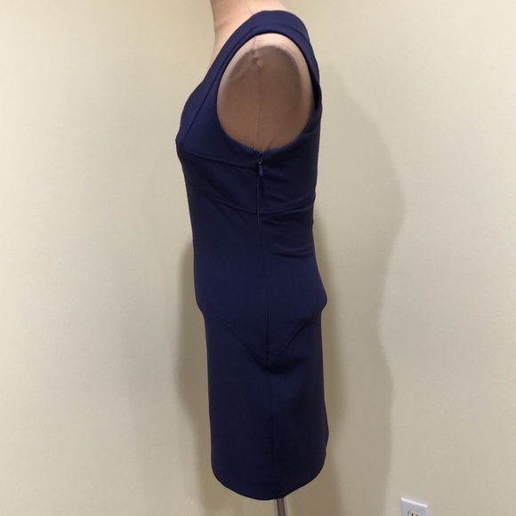 NWT Cinq A Sept Coralisa Dress Size 4 Navy Blue Asymmetrical Sleeve Bodycon Mini - Picture 5 of 11